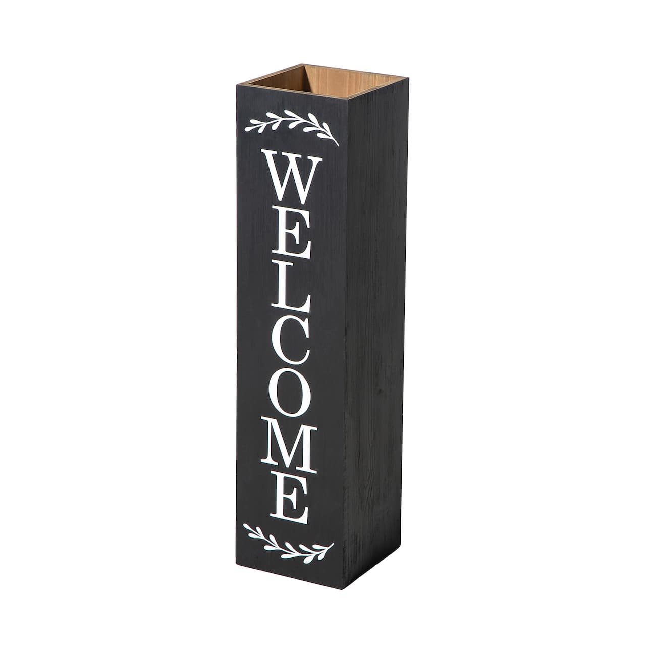 Glitzhome® 30" Black Wood Boxed Welcome Porch Sign